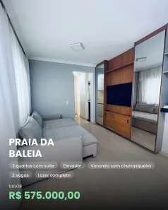 Apartamento com 3 Quartos à venda, 70m² no Praia da Baleia, Serra
