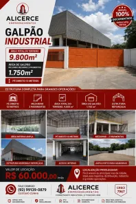 Galpão/Depósito/Armazém para alugar, 1800m² no Coroado, Manaus