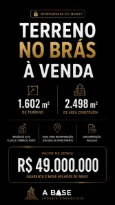 Lote/Terreno à venda, 1602m² no Brás, São Paulo