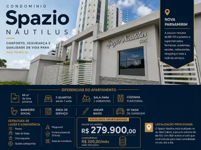 Apartamento com 3 Quartos à venda, 65m² no Nova Parnamirim, Parnamirim