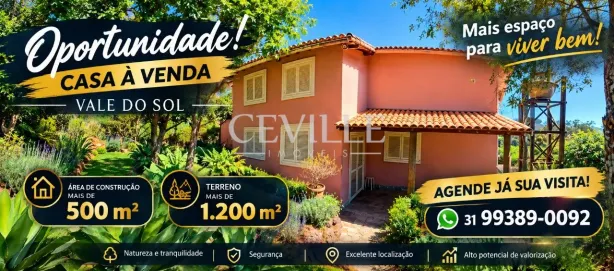Casa com 3 Quartos à venda, 180m² no Vale do Sol, Nova Lima