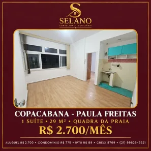 Apartamento com 1 Quarto para alugar, 29m² no Copacabana, Rio de Janeiro