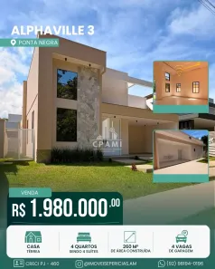 Casa de Condomínio com 4 Quartos à venda, 260m² no Ponta Negra, Manaus