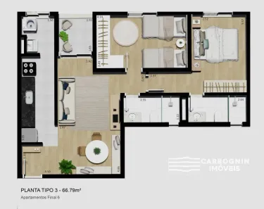 Apartamento com 2 Quartos à venda, 66m² no Vila Pascoal, Caçapava