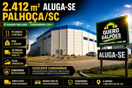 Galpão/Depósito/Armazém para alugar, 1206m² no Brejarú, Palhoça