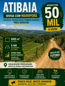 Lote/Terreno à venda, 600m² no Águas de Igaratá, Igaratá