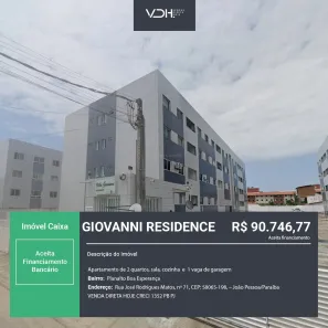 Apartamento com 2 Quartos à venda, 50m² no Planalto Boa Esperança, João Pessoa