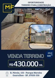 Lote/Terreno à venda, 320m² no Parque Marabá, Guarulhos