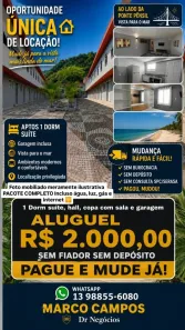 Apartamento com 1 Quarto para alugar, 37m² no Morro dos Barbosas, São Vicente