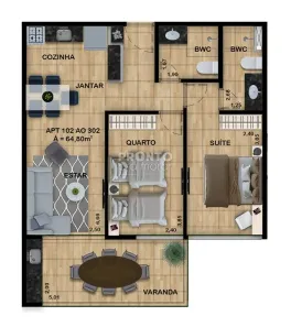Apartamento com 2 Quartos à venda, 64m² no , Tamandaré