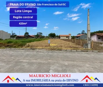 Lote/Terreno à venda, 420m² no Praia do Ervino, São Francisco do Sul