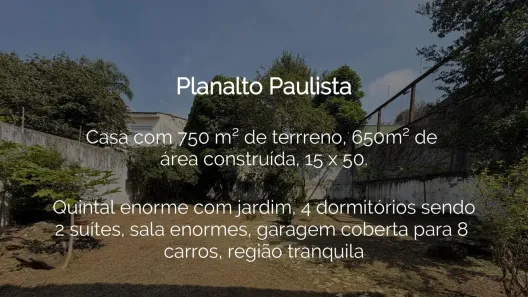 Casa com 4 Quartos para alugar, 650m² no Planalto Paulista, São Paulo