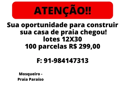 Lote/Terreno à venda, 360m² no Caruara (Mosqueiro), Belém