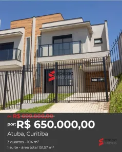 Sobrado com 3 Quartos à venda, 105m² no Atuba, Curitiba