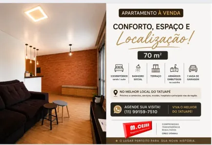Apartamento com 3 Quartos à venda, 70m² no Vila Azevedo, São Paulo