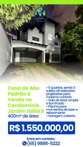 Casa de Condomínio com 5 Quartos à venda, 400m² no Bosque da Saúde, Cuiabá