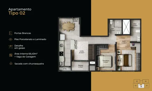 Apartamento com 2 Quartos à venda, 67m² no Gravatá, Navegantes