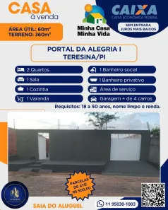 Casa com 2 Quartos à venda, 60m² no Portal da Alegria, Teresina