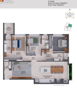 Apartamento com 3 Quartos à venda, 108m² no Pedra Branca, Palhoça