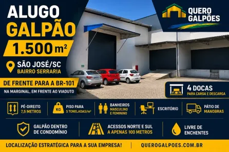 Galpão/Depósito/Armazém para alugar, 1500m² no Serraria, São José