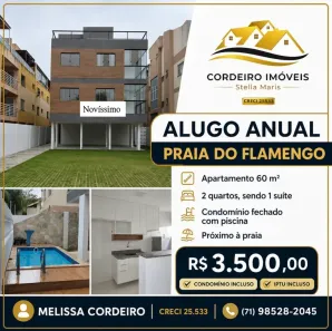 Apartamento com 2 Quartos para alugar, 60m² no Stella Maris, Salvador
