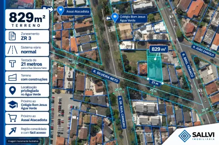 Lote/Terreno à venda, 829m² no Água Verde, Curitiba