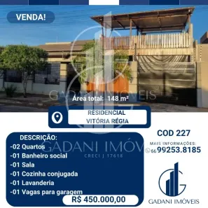 Casa com 2 Quartos à venda, 148m² no Residencial Vitória Régia, Sinop