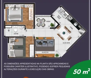 Apartamento com 2 Quartos à venda, 50m² no Parque Industrial Daci, Taboão da Serra