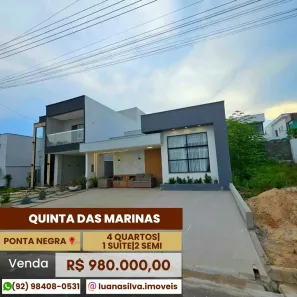 Casa de Condomínio com 4 Quartos à venda, 110m² no Ponta Negra, Manaus