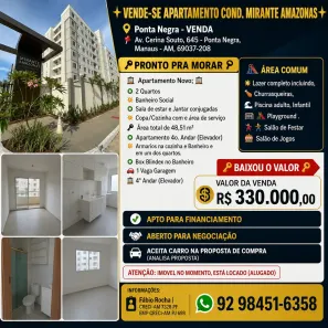 Apartamento com 2 Quartos à venda, 45m² no Ponta Negra, Manaus