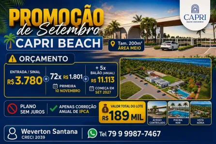 Lote/Terreno à venda, 200m² no , Barra dos Coqueiros