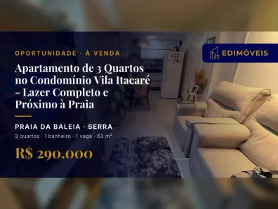 Apartamento com 3 Quartos à venda, 63m² no Praia da Baleia, Serra