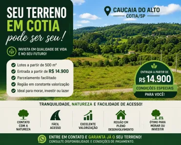Lote/Terreno à venda, 1000m² no das Pedras, Cotia