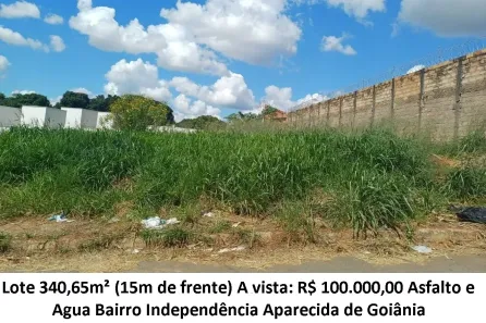 Lote/Terreno à venda, 340m² no Independência - 2º Complemento, Aparecida de Goiânia