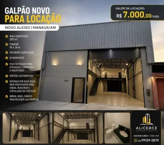 Galpão/Depósito/Armazém para alugar, 250m² no Novo Aleixo, Manaus