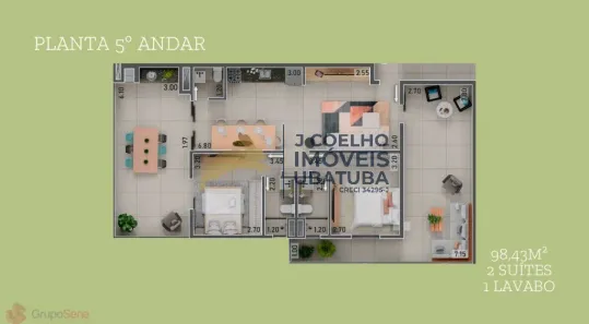 Apartamento com 2 Quartos à venda, 98m² no Itaguá, Ubatuba