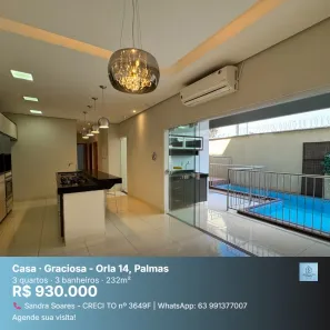 Casa com 3 Quartos à venda, 149m² no Graciosa - Orla 14, Palmas