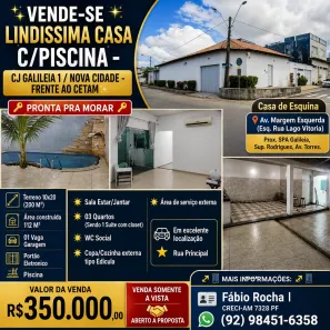 Casa com 3 Quartos à venda, 200m² no Nova Cidade, Manaus