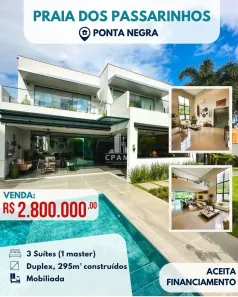 Casa de Condomínio com 2 Quartos à venda, 417m² no Ponta Negra, Manaus