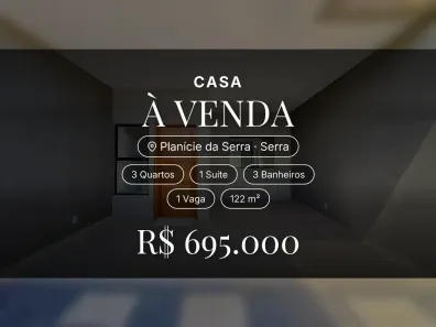 Casa com 3 Quartos à venda, 122m² no Planície da Serra, Serra