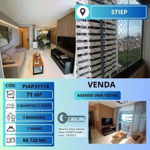 Apartamento com 3 Quartos à venda, 71m² no Stiep, Salvador