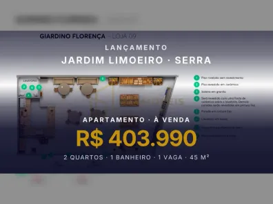 Apartamento com 2 Quartos à venda, 45m² no Jardim Limoeiro, Serra