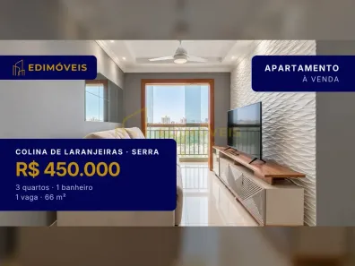 Apartamento com 3 Quartos à venda, 66m² no Colina de Laranjeiras, Serra