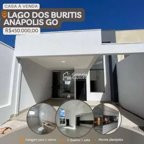 Casa com 3 Quartos à venda, 105m² no Setor Lago dos Buritis, Anápolis