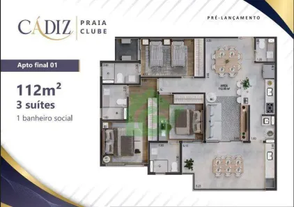 Apartamento com 3 Quartos à venda, 123m² no Jardim Porto Novo, Caraguatatuba