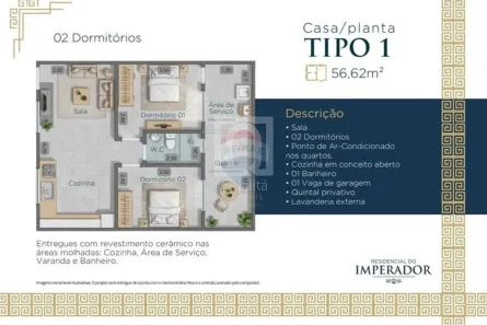 Apartamento com 2 Quartos à venda, 47m² no Quintais do Imperador, Sorocaba