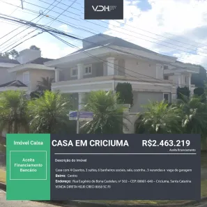 Sobrado com 4 Quartos à venda, 654m² no Centro, Criciúma