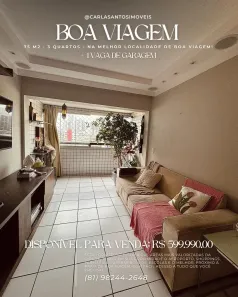 Apartamento com 3 Quartos para alugar, 75m² no Boa Viagem, Recife