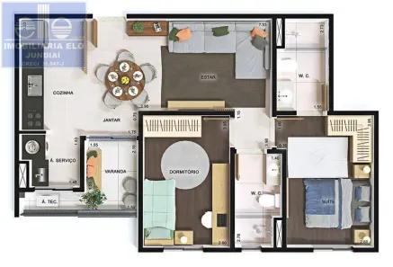 Apartamento com 2 Quartos à venda, 68m² no Jardim do Lago, Jundiaí