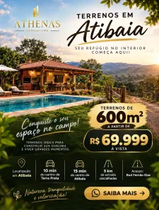 Lote/Terreno à venda, 600m² no Alvinópolis, Atibaia
